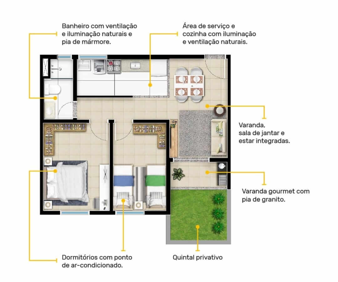 APARTAMENTO GARDEN  55M² - 2 DORMITÓRIOS - COM VARANDA NO EVO RESIDENCE - VILA FAHL R$345.000,00 